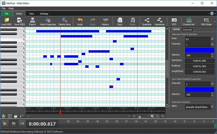 MixPad MIDI Editor Software screenshot