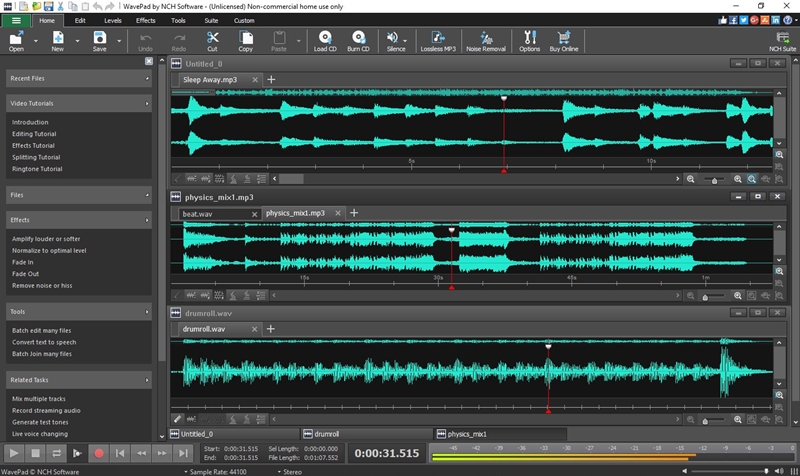 Click to view Wavepad Free Audio Editing Software 5.08 screenshot